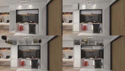 轻奢厨房收纳装修效果展示高清在线视频素材下载