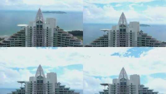 三亚红树林酒店顶楼航拍高清在线视频素材下载