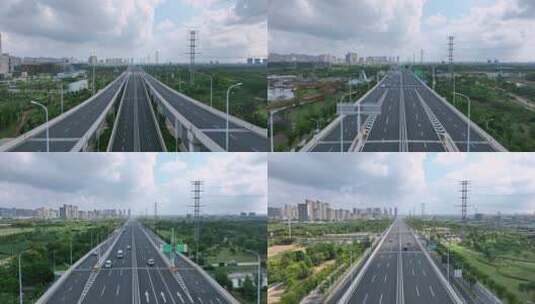江苏盐城南环路高架桥新都枢纽高清在线视频素材下载