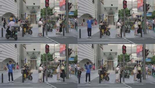 深圳街头行人过马路高清在线视频素材下载