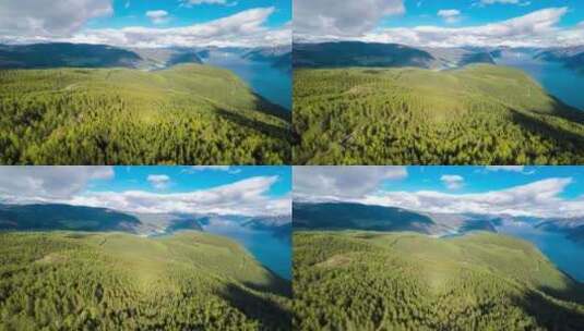 4K山水湖泊高山树林丛林自然景观高清在线视频素材下载