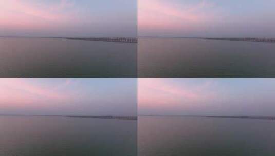 航拍南京石臼湖特大桥风光高清在线视频素材下载