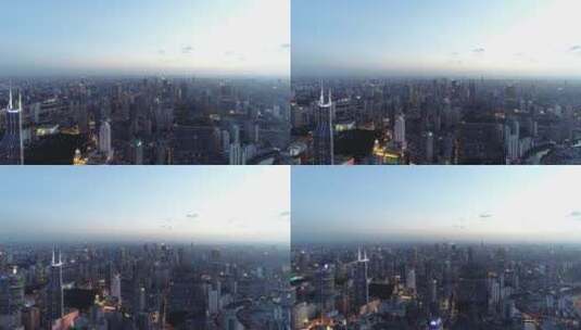 上海入夜城市建筑群高清在线视频素材下载