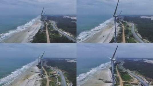 风力发电风车航拍高清在线视频素材下载