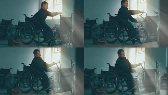 残疾人组装轮椅高清在线视频素材下载