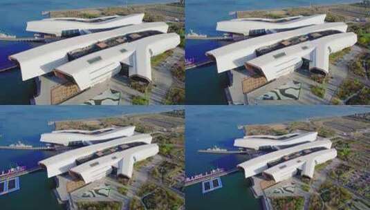 天津滨海新区国家海洋博物馆景观航拍高清在线视频素材下载