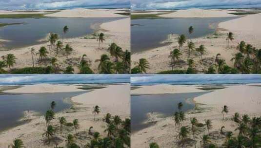 巴西标志性的雨水湖和沙丘。杰里科阿卡拉塞阿拉。高清在线视频素材下载
