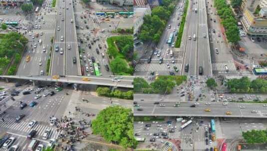 早高峰高架桥十字路口 堵车 拥堵 西安 高新高清在线视频素材下载