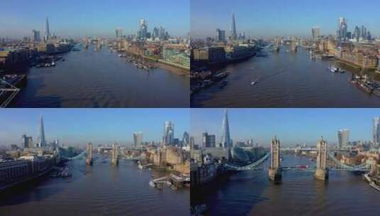 英国伦敦塔桥泰晤士河美景！高清在线视频素材下载