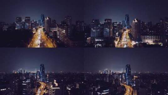 长宁区延安高架夜景航拍高清在线视频素材下载