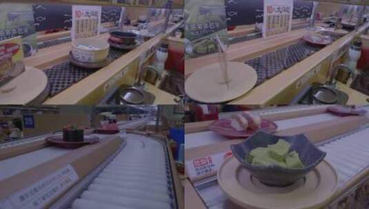 广州寿司郎回旋吃寿司店铺高清在线视频素材下载