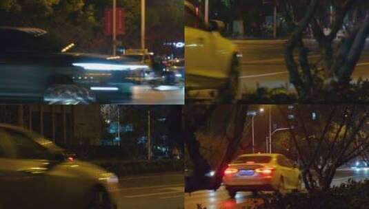 夜晚城市马路汽车车辆车流夜景视频素材高清在线视频素材下载
