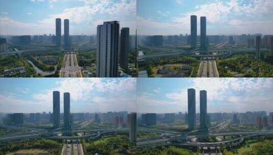 杭州滨江江南大道机场城市大道立交桥延时高清在线视频素材下载