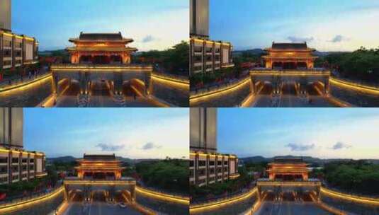 惠州朝京门夜景后拉航拍大景高清在线视频素材下载