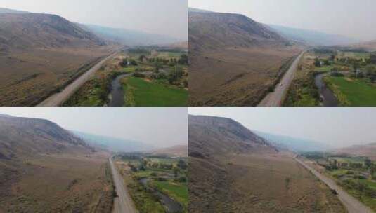 令人惊叹的景观与空中无人机勘测山坡土丘，高清在线视频素材下载