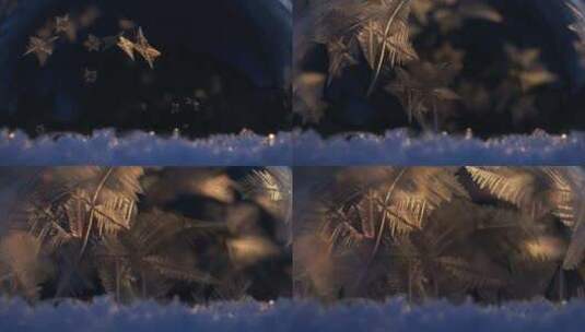 结霜冰纹生长水晶的微距拍摄高清在线视频素材下载