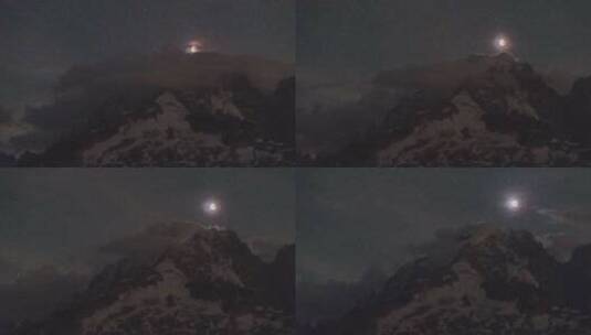 雪山月亮夜空高清在线视频素材下载
