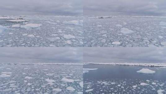 南极洲冰冻海洋上空的空中飞行高清在线视频素材下载