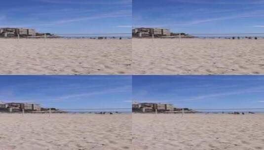 西班牙贝尼多姆镇夏季海滩的肖像镜头高清在线视频素材下载