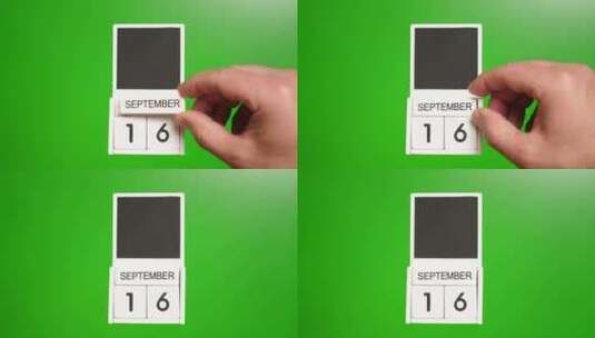09.绿色背景上日期为9月16日的日历。高清在线视频素材下载