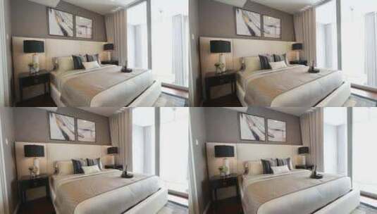 温馨的酒店房间设计风格高清在线视频素材下载