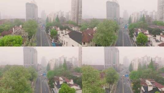 航拍上海 武康大楼 街道高清在线视频素材下载