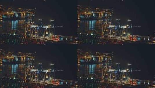 盐田港夜景港口货运码头贸易物流C0136高清在线视频素材下载