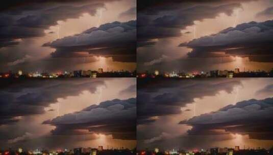 城市暴风雨乌云闪电高清在线视频素材下载