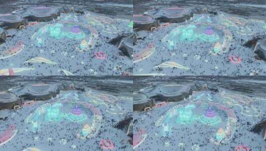 哈尔滨冰雪大世界航拍高清在线视频素材下载