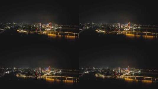 中国澳门城市夜景灯光航拍高清在线视频素材下载