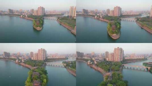 中国湖南省衡阳市石鼓书院日航拍4k高清在线视频素材下载