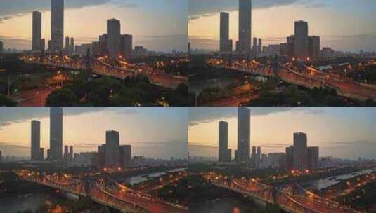 金匮大桥 京杭大运河 无锡段 无锡日出高清在线视频素材下载