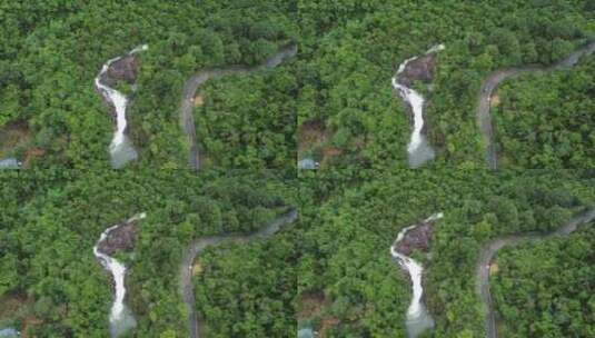 广东东莞：雨后山涧水量充沛 水流湍急高清在线视频素材下载