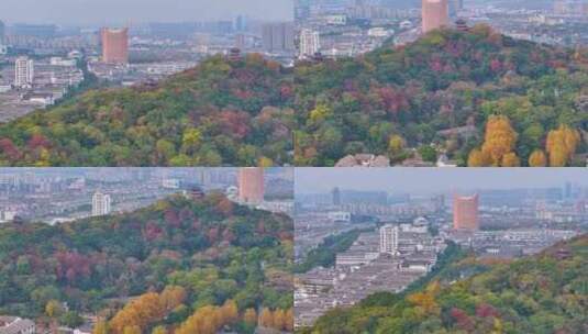 浙江绍兴越城区府山公园航拍城市风景大自然高清在线视频素材下载