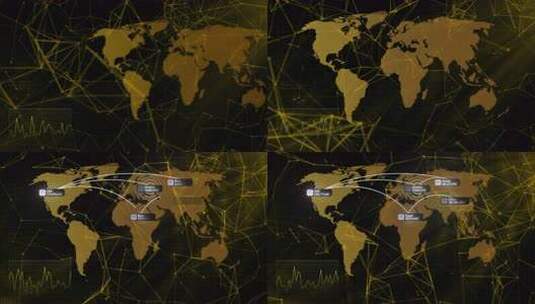 数字变化的世界图形地图。运动。带有指针和高清在线视频素材下载