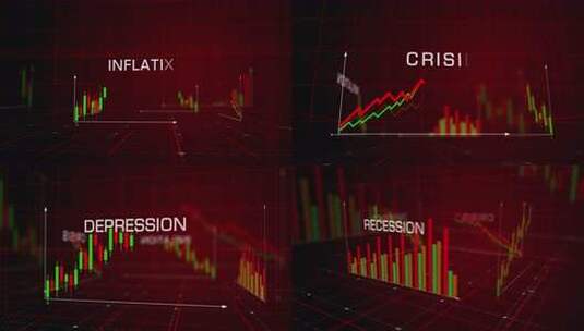 通货膨胀和衰退危机图表和图表3d图高清在线视频素材下载