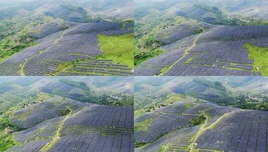 山地光伏太阳能板发电板航拍高清在线视频素材下载