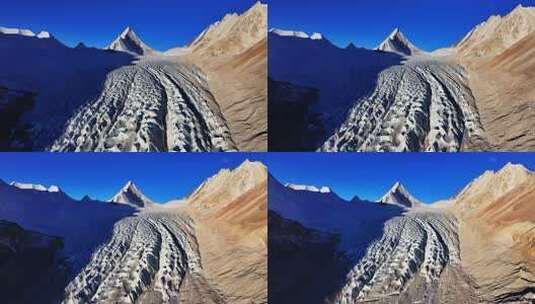 西藏日喀则国王峰普拉喜琼雪山日照金山航拍高清在线视频素材下载