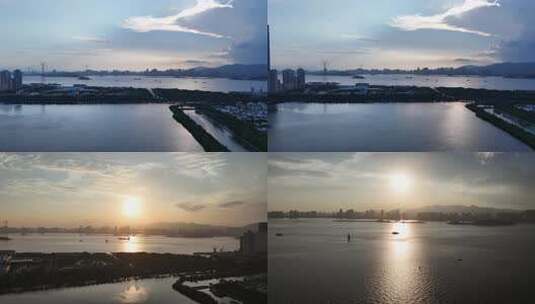 合集福建厦门海边夕阳晚霞航拍高清在线视频素材下载