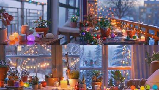 唯美节日小灯 圣诞节平安夜灯饰氛围感片头高清在线视频素材下载