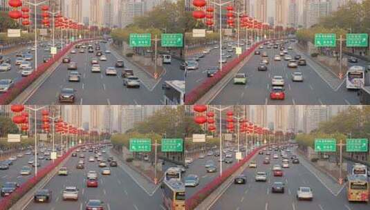 深圳滨河大道城市道路高楼车流景观高清在线视频素材下载