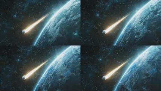 流星划过地球太空场景高清在线视频素材下载