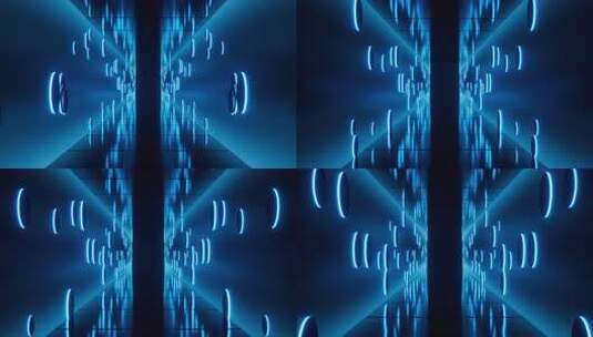 蓝色抽象霓虹隧道背景动画高清在线视频素材下载