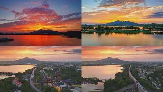 南京玄武湖紫金山鸡鸣寺日出高清在线视频素材下载
