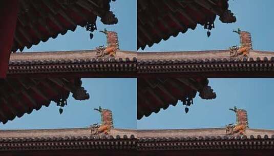 4K大同华严寺大雄宝殿屋顶鸱吻实拍高清在线视频素材下载