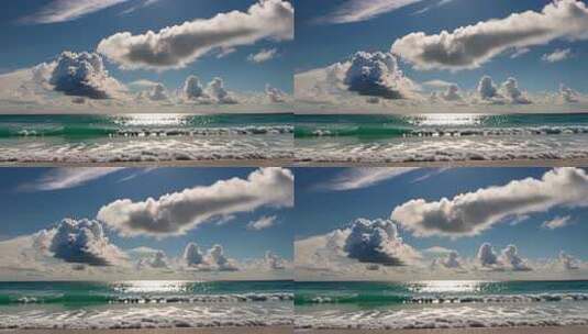 海边蓝天大海与云朵景观高清在线视频素材下载