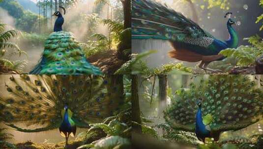 孔雀开屏 云南西双版纳孔雀高清在线视频素材下载