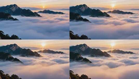 云海日出壮丽山河 云雾缭绕山峰日出高清在线视频素材下载