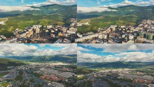 凉山州布拖县城镇风光与自然景观交融航拍高清在线视频素材下载