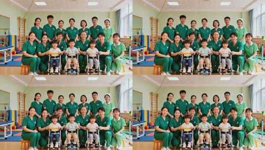 医护人员与儿童康复场景高清在线视频素材下载